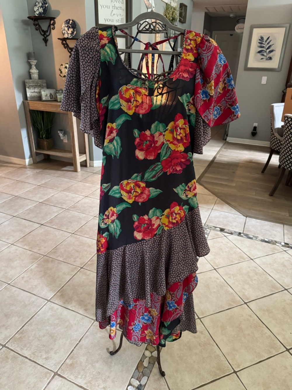 Lorrie Kabala Vintage Dress Size 14 Boho Tiered Art to Wear Asymmetrical Dress